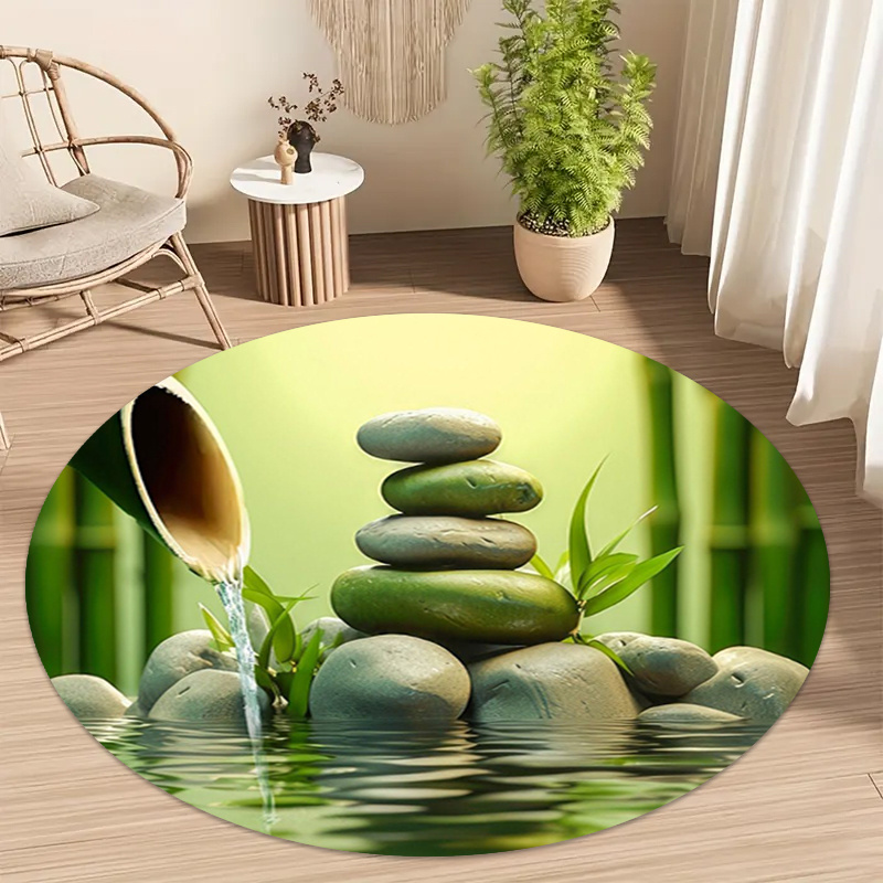Spa Wellness Yoga - 선(禪) 대나무 돌 물결 무늬 원형