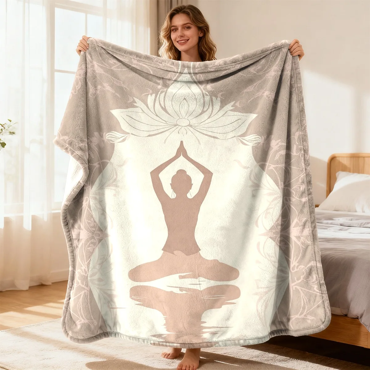 Spa Wellness Yoga - 고급스러운 요가 연꽃 명상 담요 플러시
