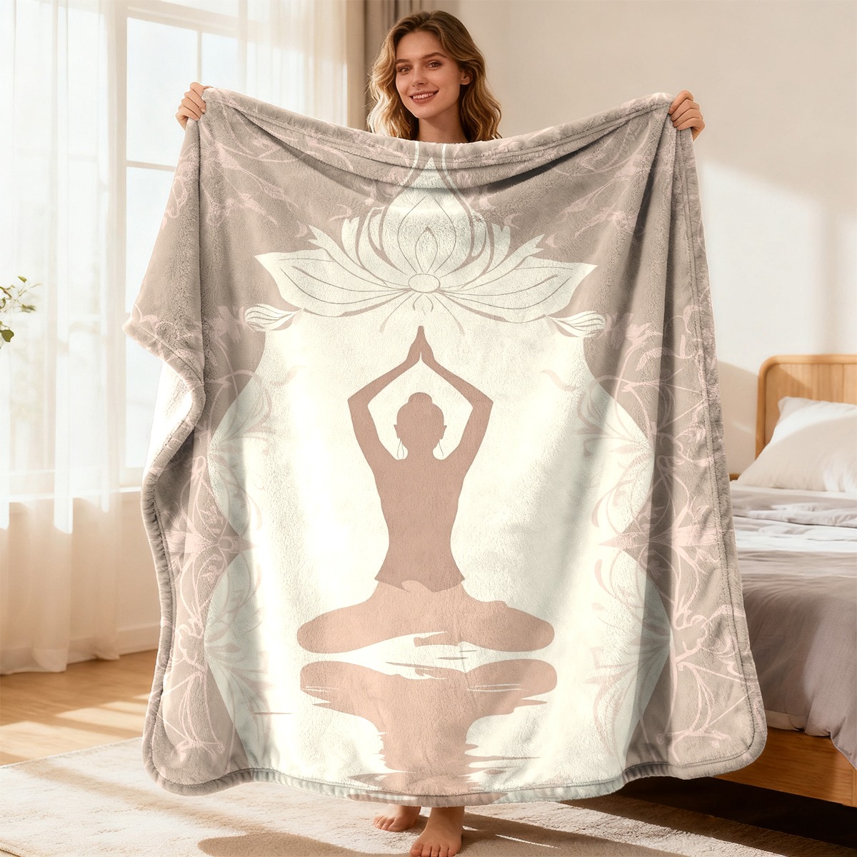 Spa Wellness Yoga - 고급스러운 요가 연꽃 명상 담요 플러시